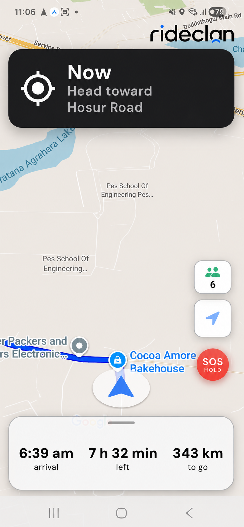RideClan live ride: turn-by-turn navigation with co-riders on the map